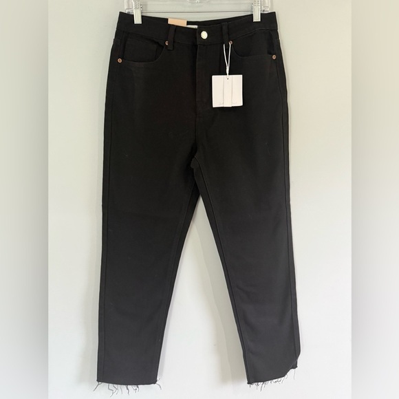 Amaryllis & Tayshia The Manhattan Black denim Jeans Sz 6 Frayed Hem Straight Leg - Picture 2 of 15